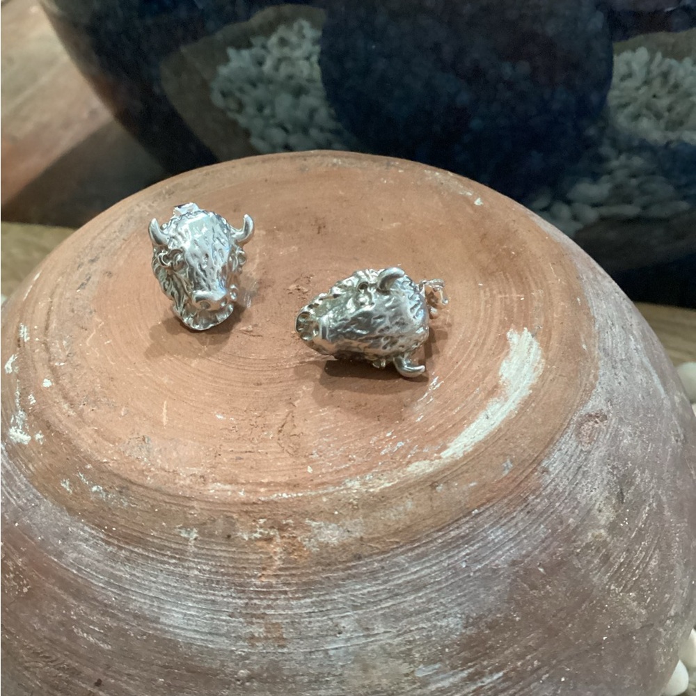 Sterling Silver Buffalo Earrings
